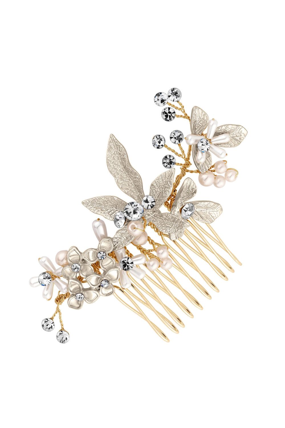 Jon Richard Layla Gold Plated Soft Leaf Comb - Gift Pouch image 1
