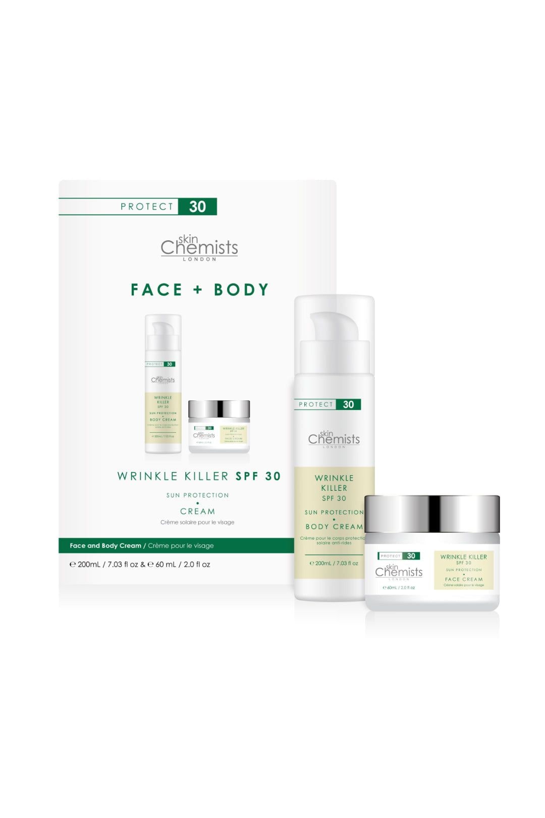 skinChemists professional Anti-Ageing SPF 30 Body Cream 200ml + SPF 30 Day Cream 60ml image 1