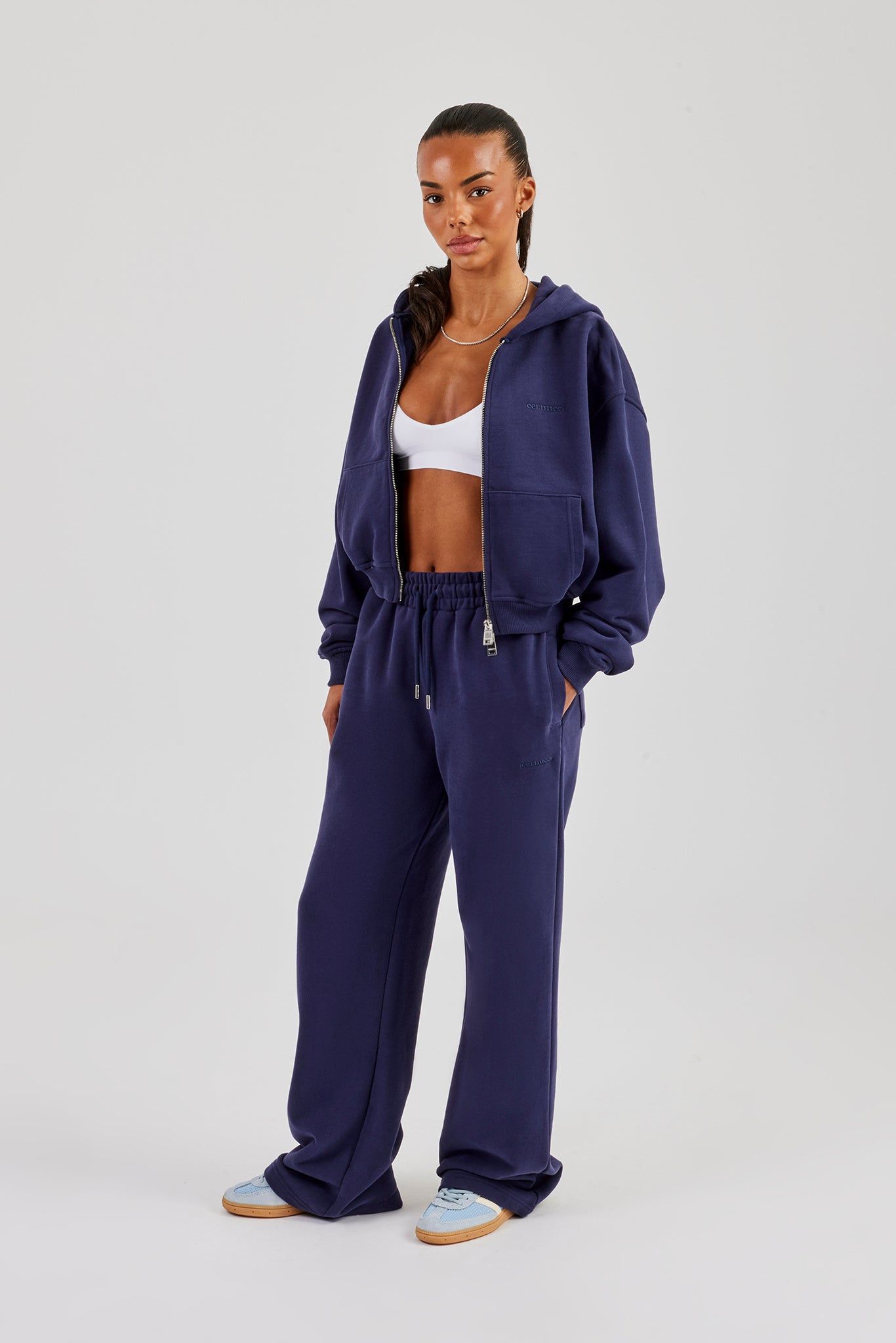 Cernucci Wide Leg Jogger - Navy image 4