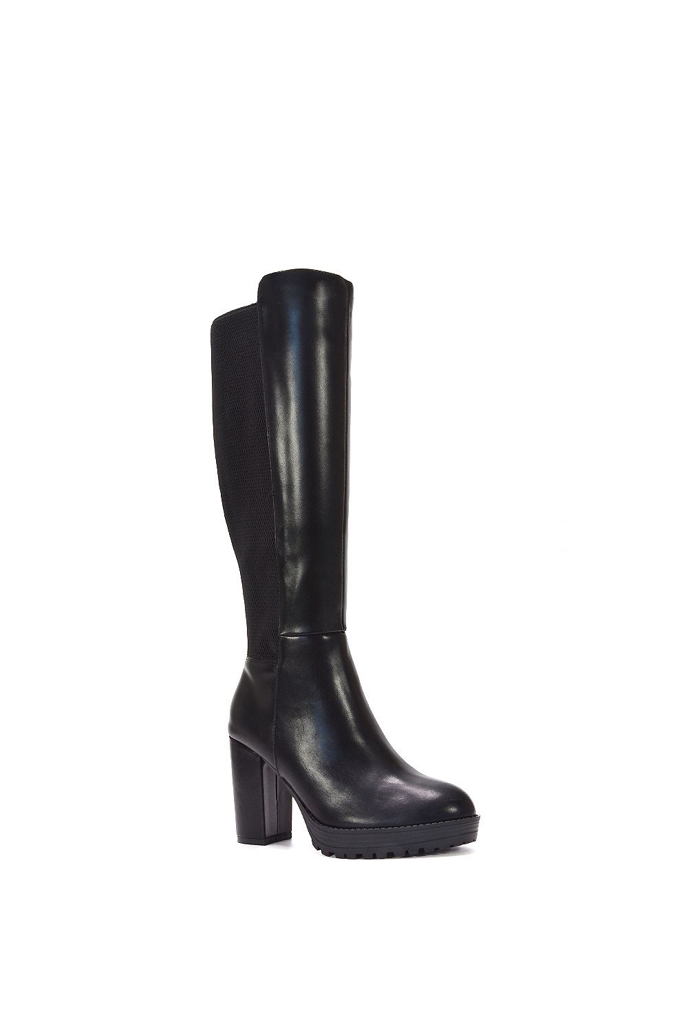 XY London 'Libby' Knee High Block High Heel Platform Elasticated Calf Boots image 2