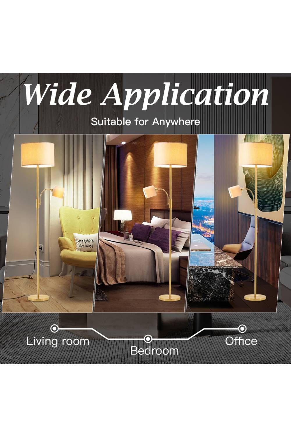 Living and Home 2-Light Floor Standing Lamp with Adjustable Head image 5