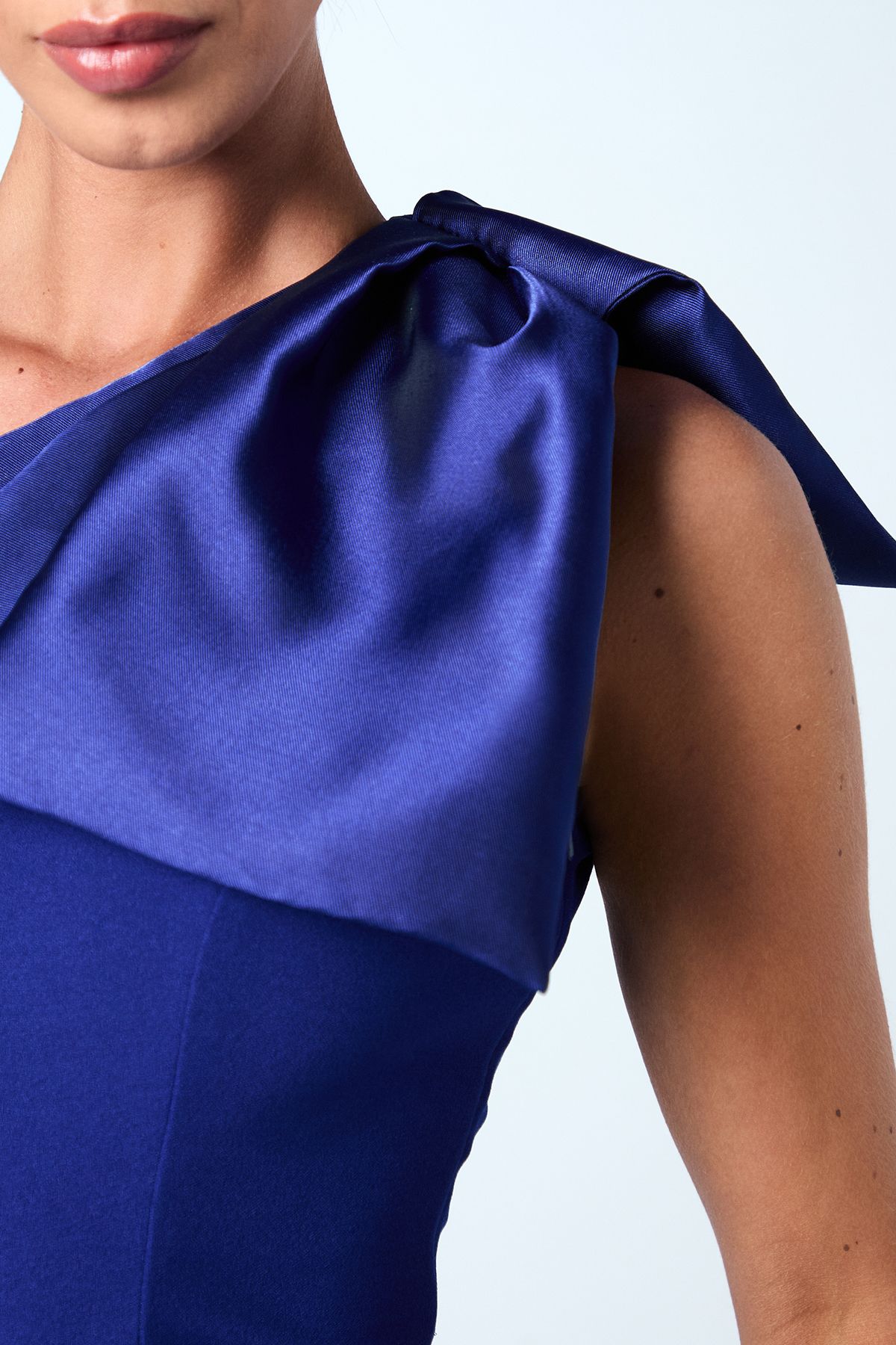 Coast Bow One Shoulder Midi Dress Blue image 5