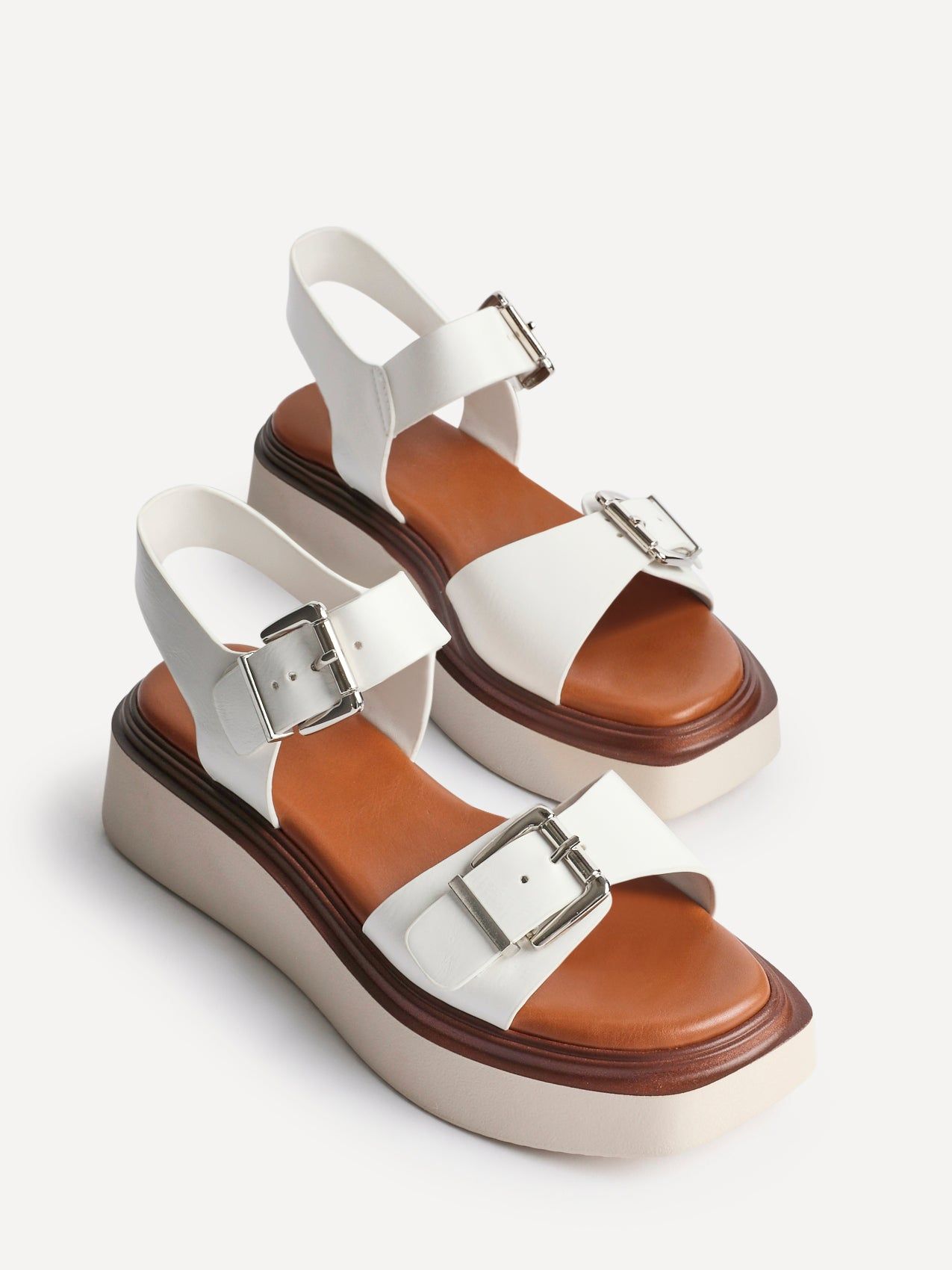 Linzi Archive White Faux Leather Flatform Sandals image 4