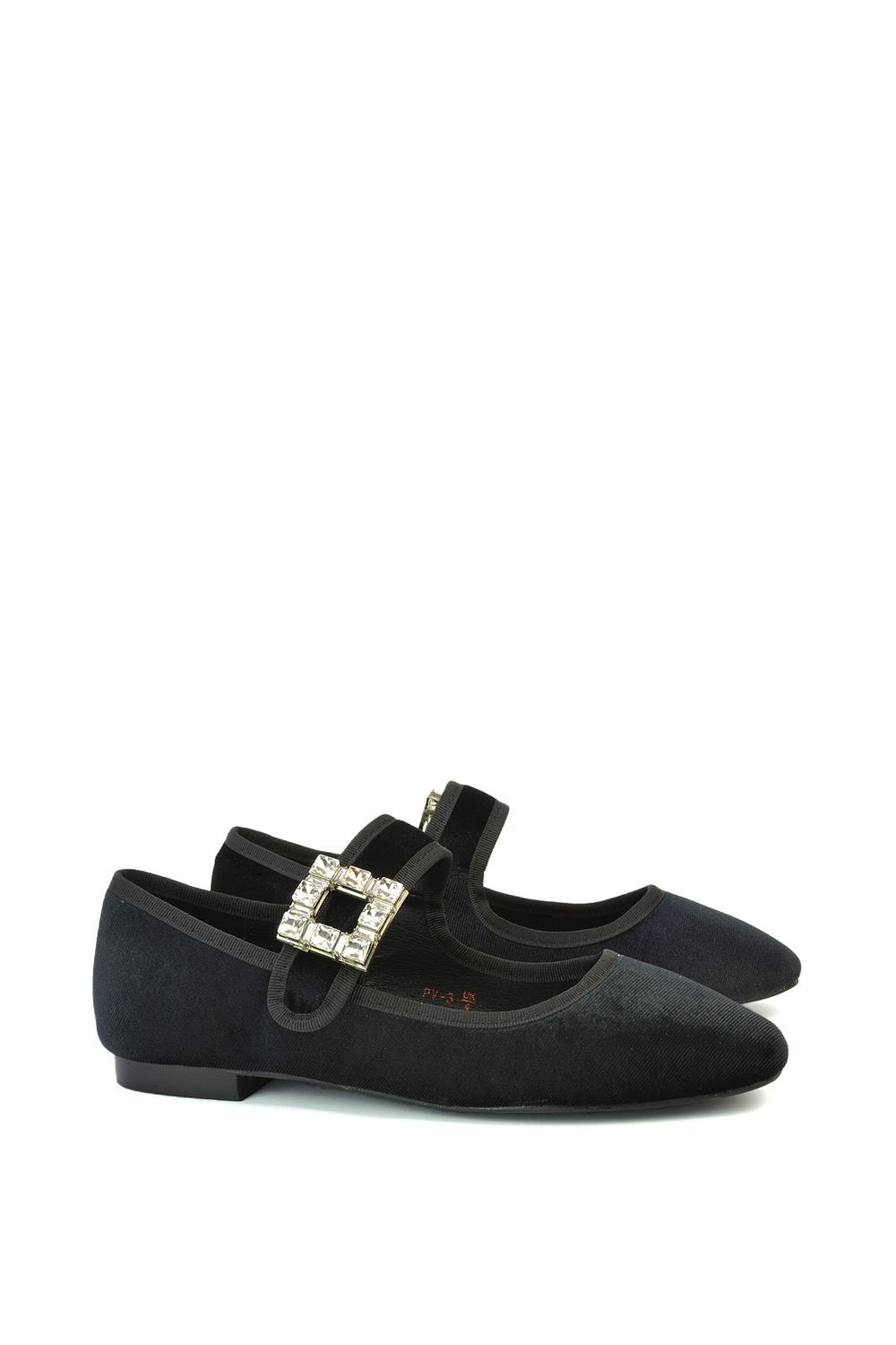 XY London 'Rhyse' Mary Jane Diamante Buckle Square Toe Pumps image 2