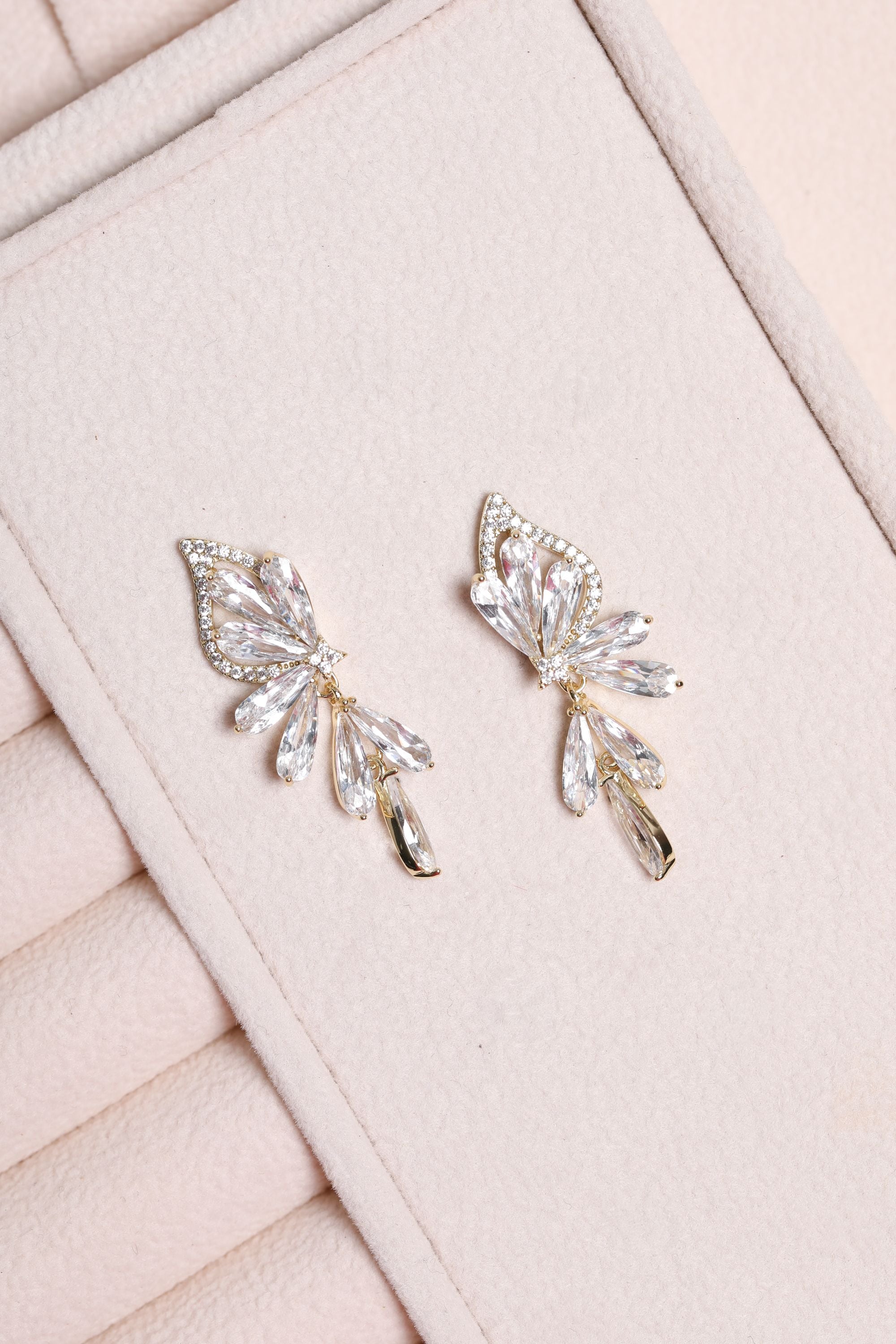 Jon Richard Gold Plated Crystal Floral Droplet Earrings image 3