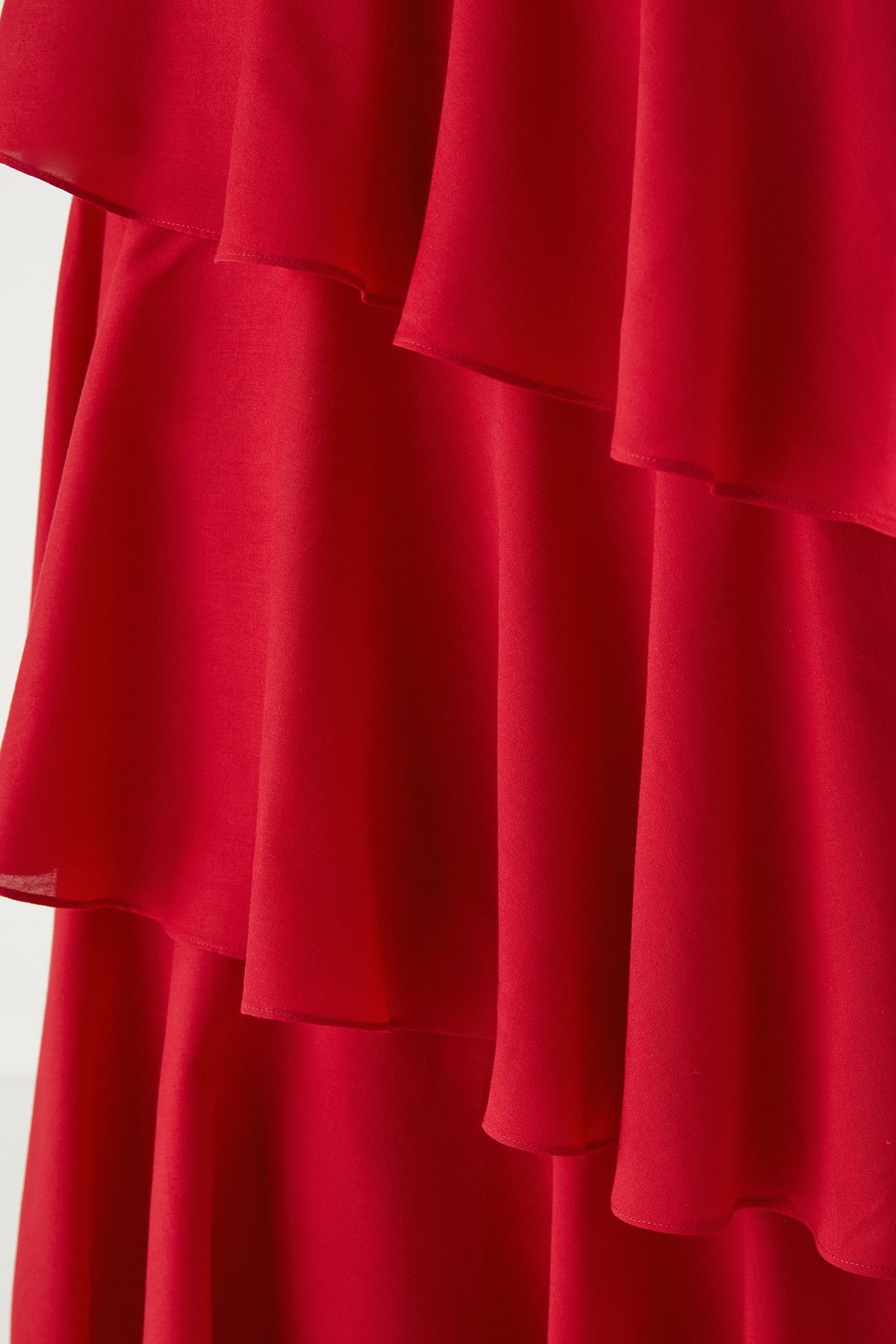 MissPap Tie Back Frill Layered Maxi Dress Red image 5