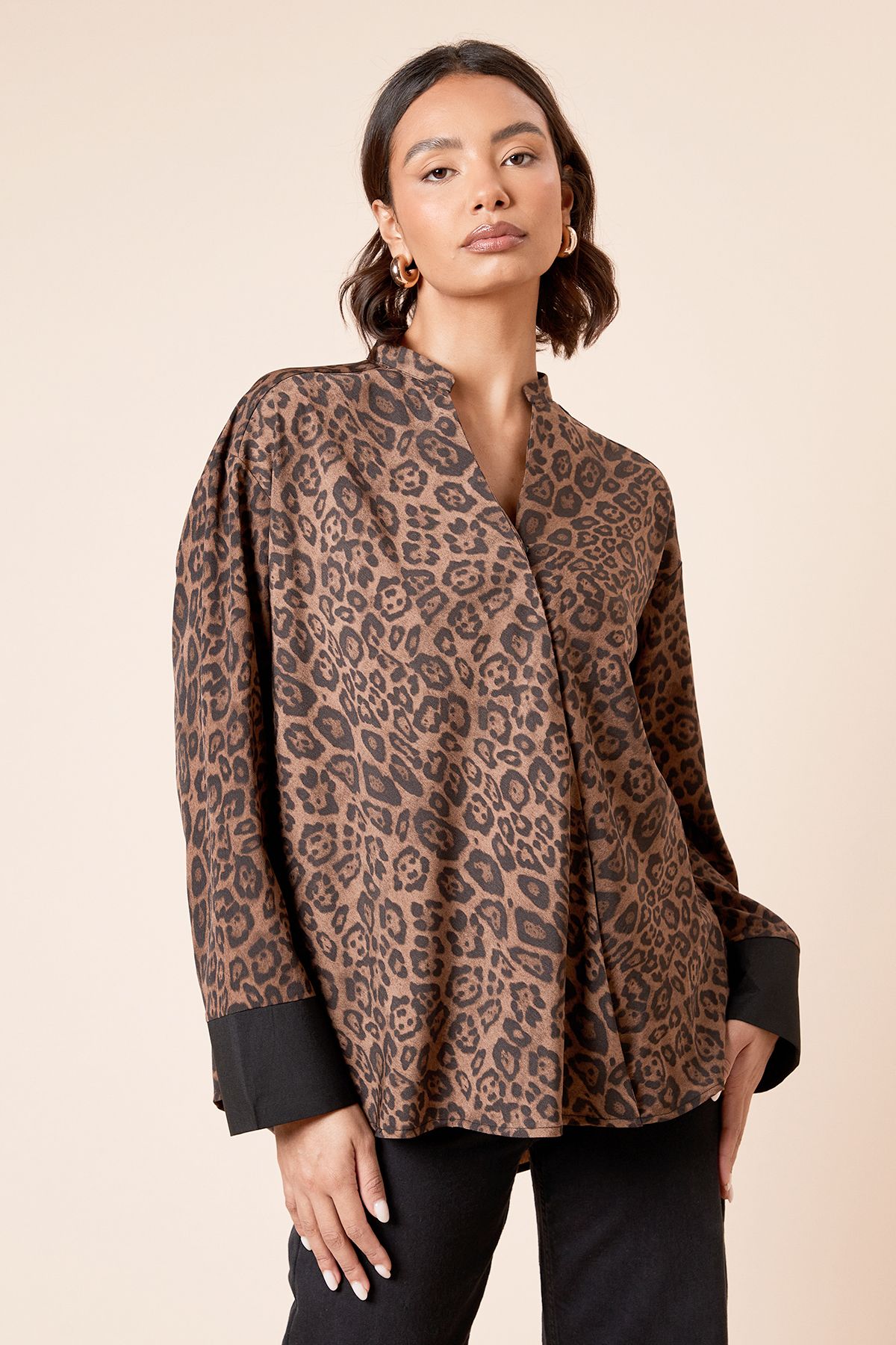 Dorothy Perkins Long Sleeve Leopard Wrap Blouse Leopard image 2