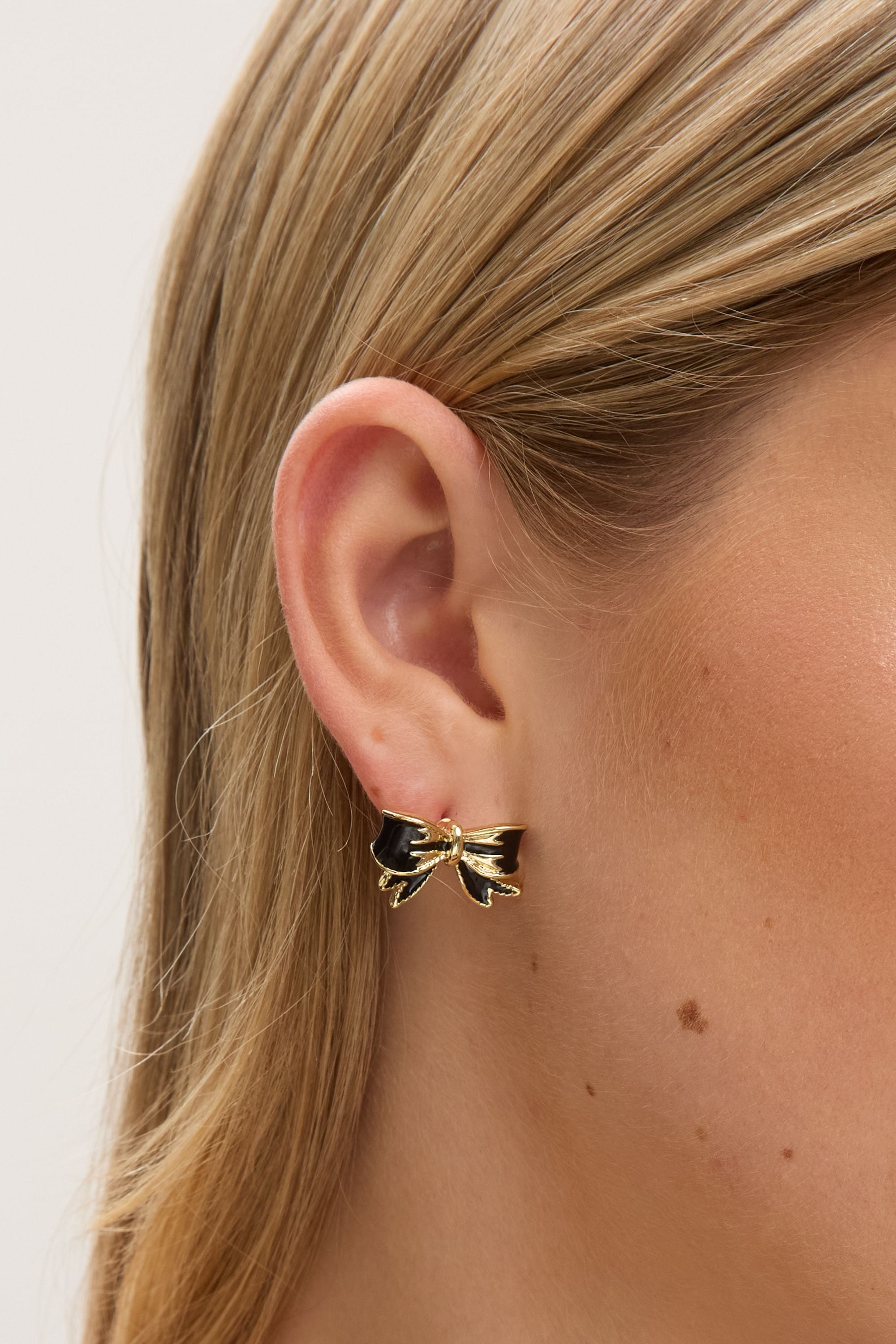 Jon Richard Gold Plated and Jet Bow Earrings image 4