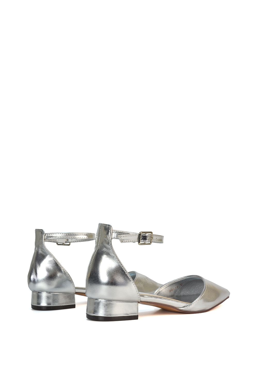 XY London 'Jenny' Low Heel Flat Pointed Toe Ankle Strap Court Shoes image 4