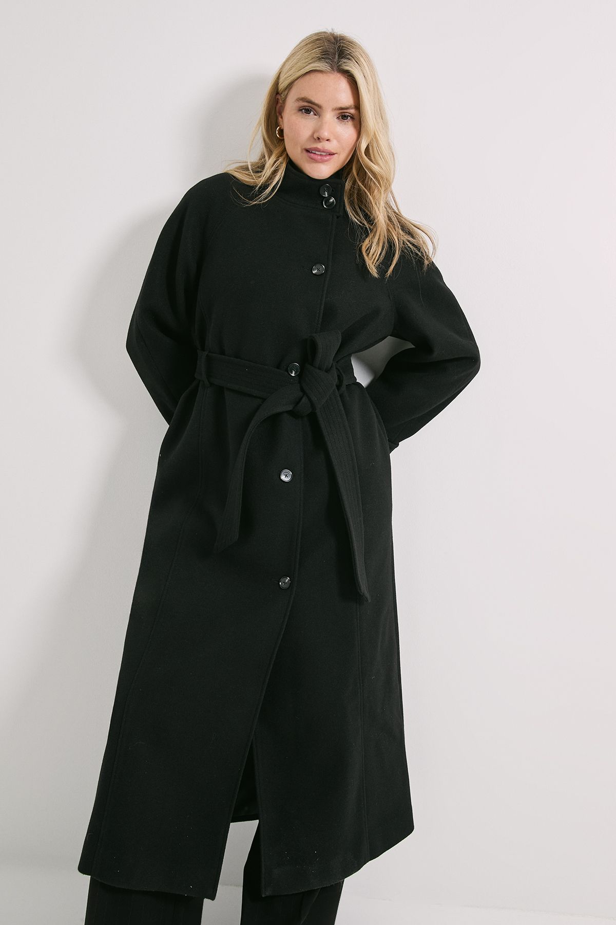 Dorothy Perkins Classic Midi Funnel Neck Coat Black image 2