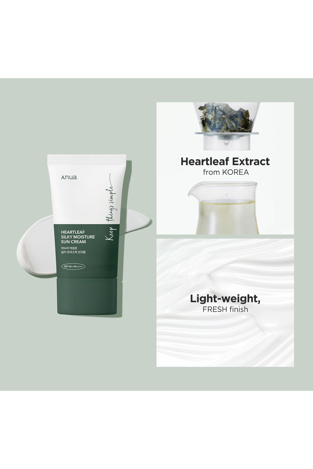 Anua Heartleaf Silky Moisture Sun Cream Spf 50 Pa++++ 50ml Multi image 2