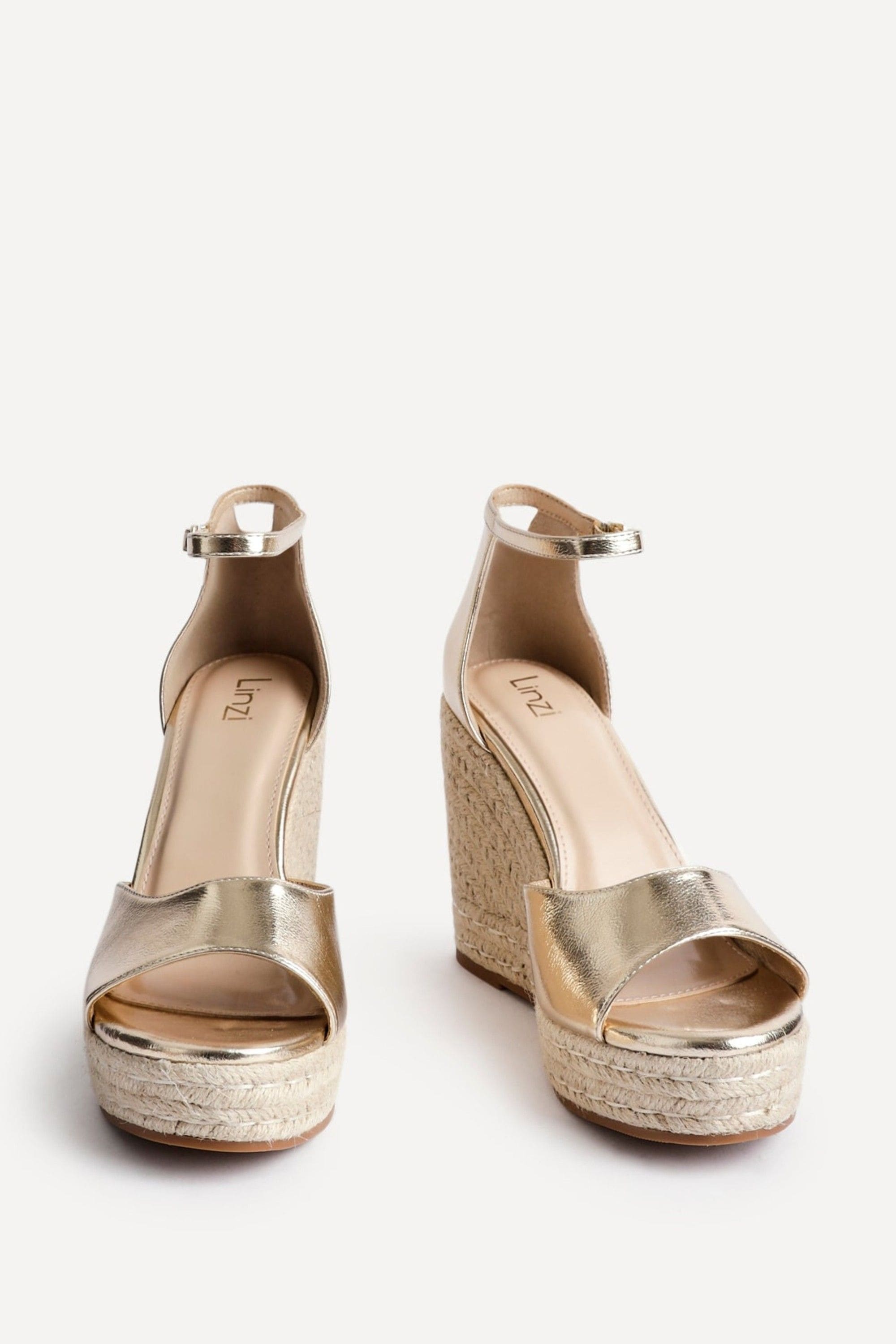Linzi Gracio Gold Faux Leather Rope Platform Wedge image 3