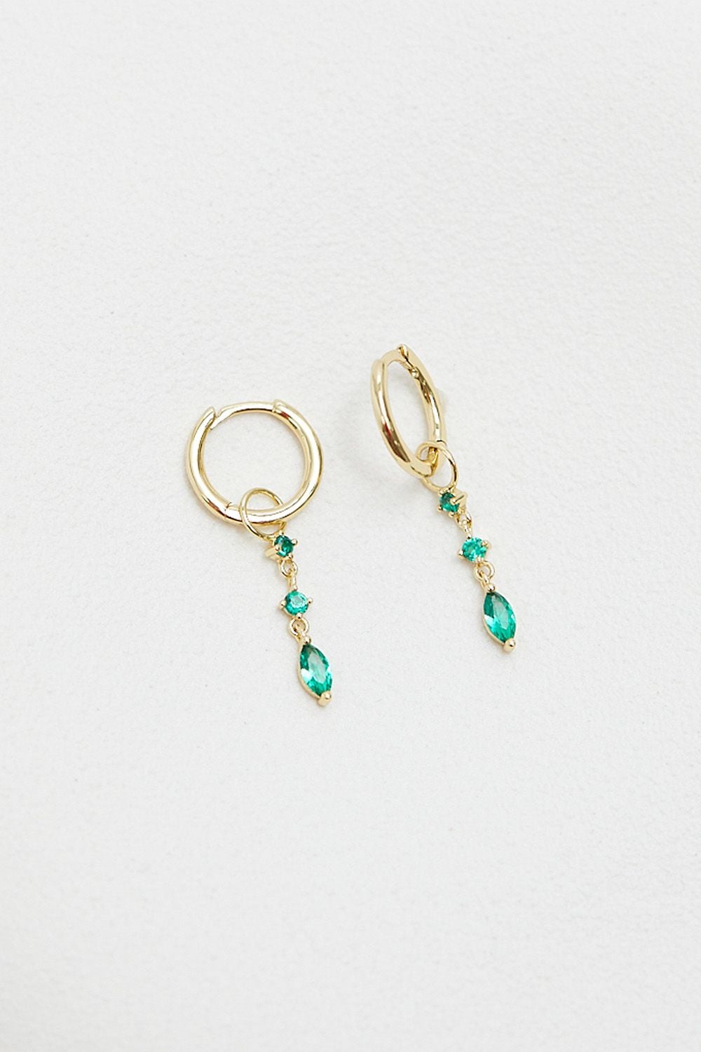 Inicio Gold Plated Green Stone Charm Hoop Earrings - Gift Pouch image 3