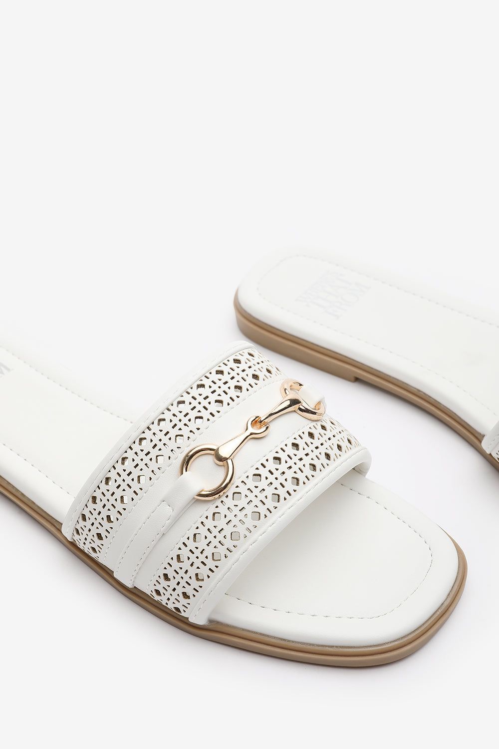 Where's That From 'Natalie' Sliders With Geometric Strap And Metal Detail image 4