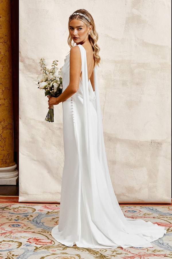 Coast Coast Honoured Chiffon Cowl Back Detail Wedding Dress Ivory