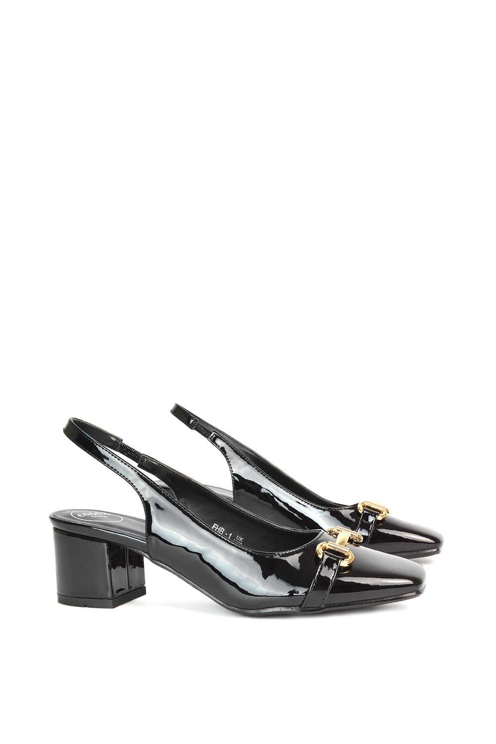 XY London 'Selena' Square Toe Slingback Mid Block Heel Ballet Court Shoes image 5