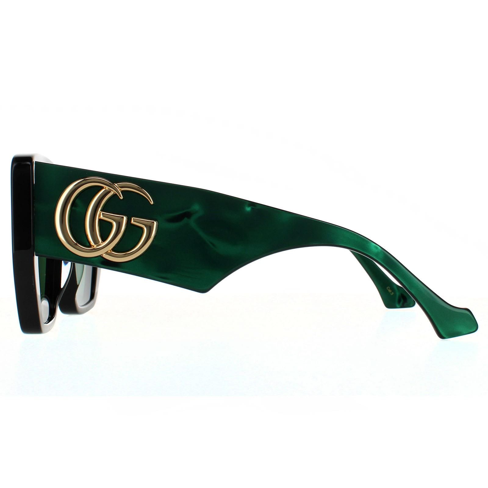 Gucci Square Black and Green Swirl Green Sunglasses image 3
