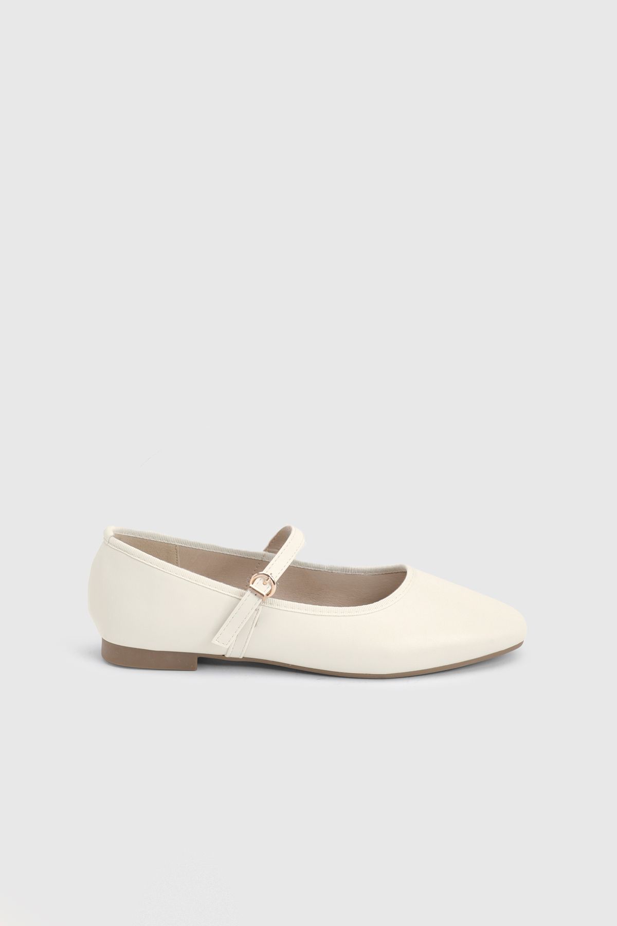 Dorothy Perkins Claire Faux Leather Buckle Flat Ballerinas White
