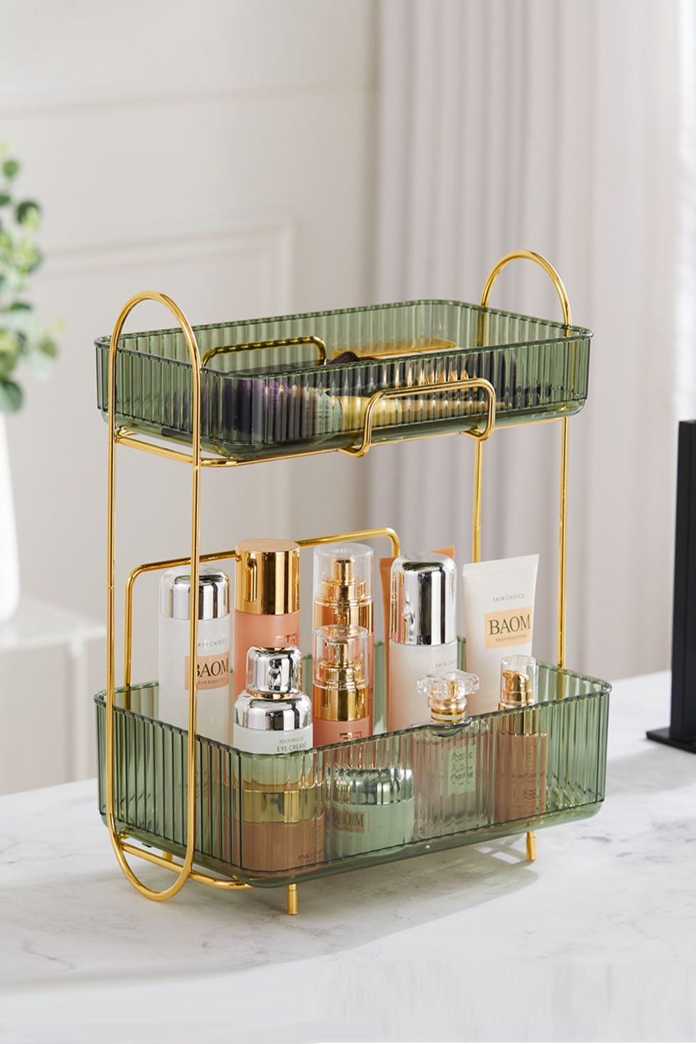 SHEONLY Makeup Organizer Rack 2 Tier Bathroom Countertop Shelves Gift Set image 6