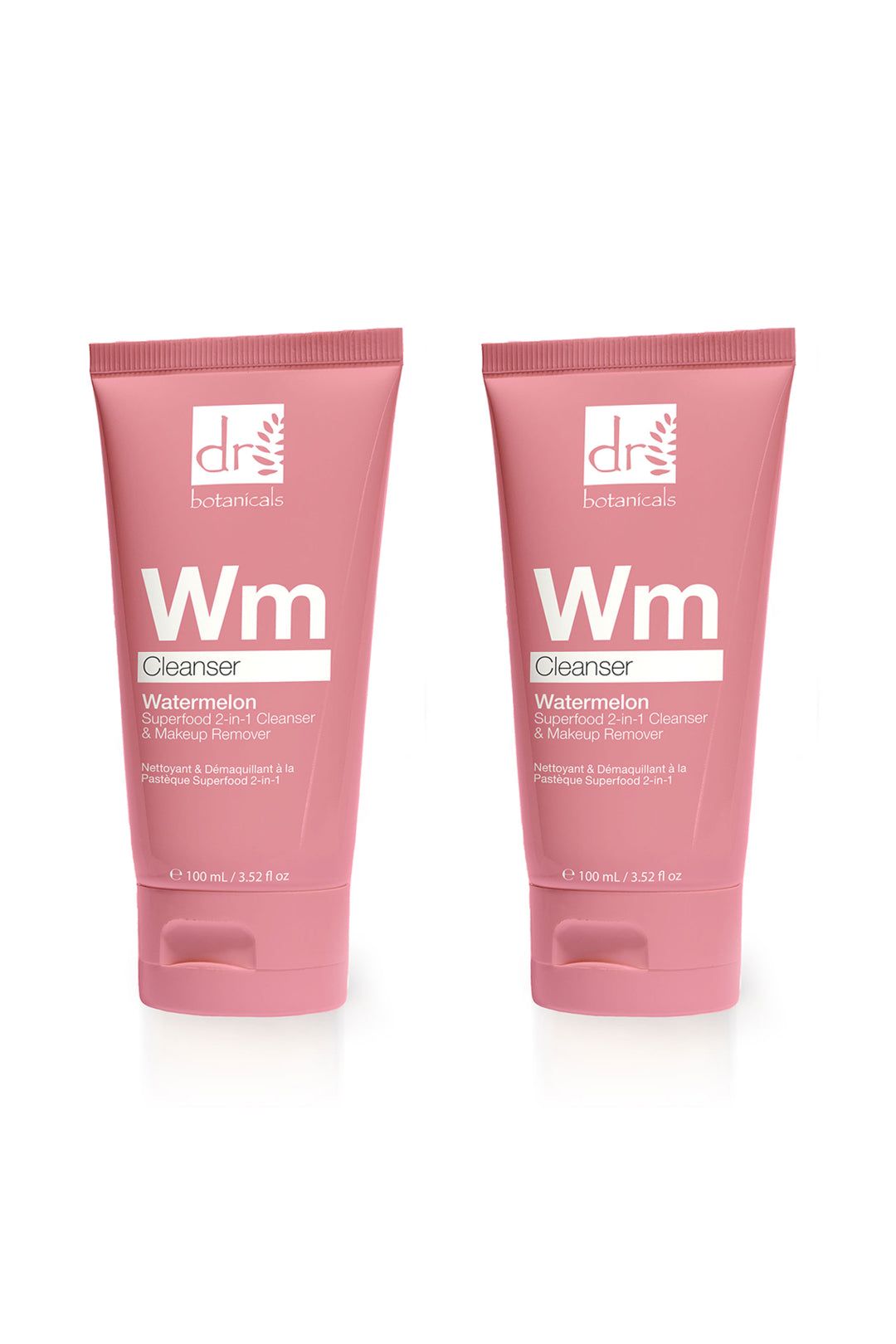 Dr. Botanicals Watermelon Superfood 2-in-1 Cleanser & Makeup Remover with Glycolic Acid, Salicylic Acid & Lactic Acid 100ml x 2 Duo Pack image 1