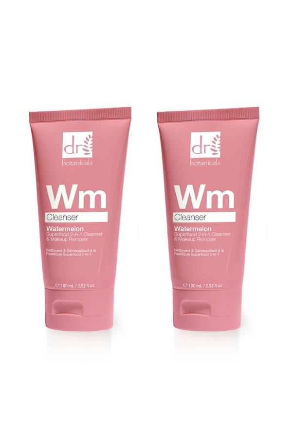 Dr. Botanicals Watermelon Superfood 2-in-1 Cleanser & Makeup Remover with Glycolic Acid, Salicylic Acid & Lactic Acid 100ml x 2 Duo Pack
