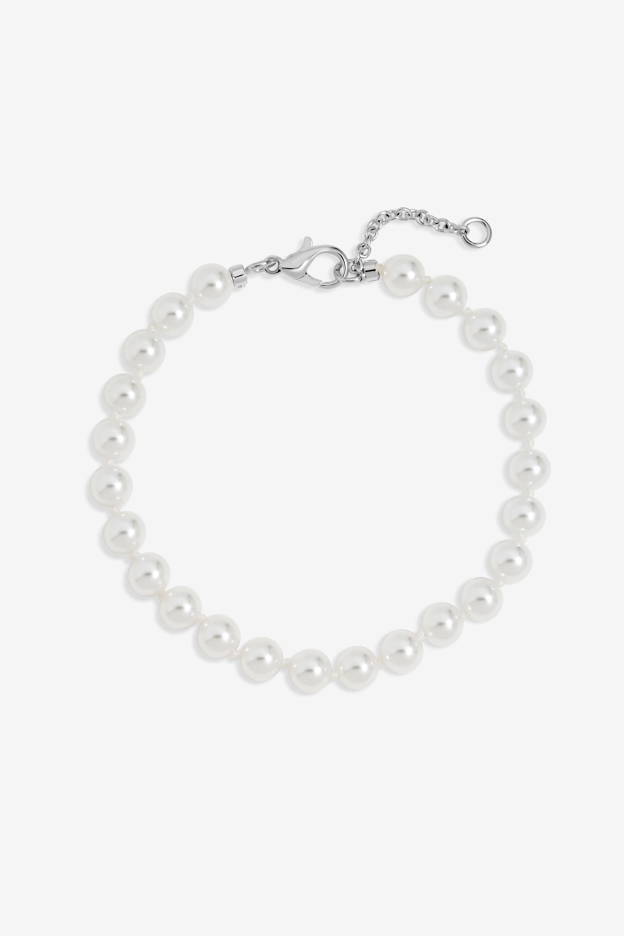Jon Richard Silver Plated 6mm Knotted Pearl Bracelet image 1