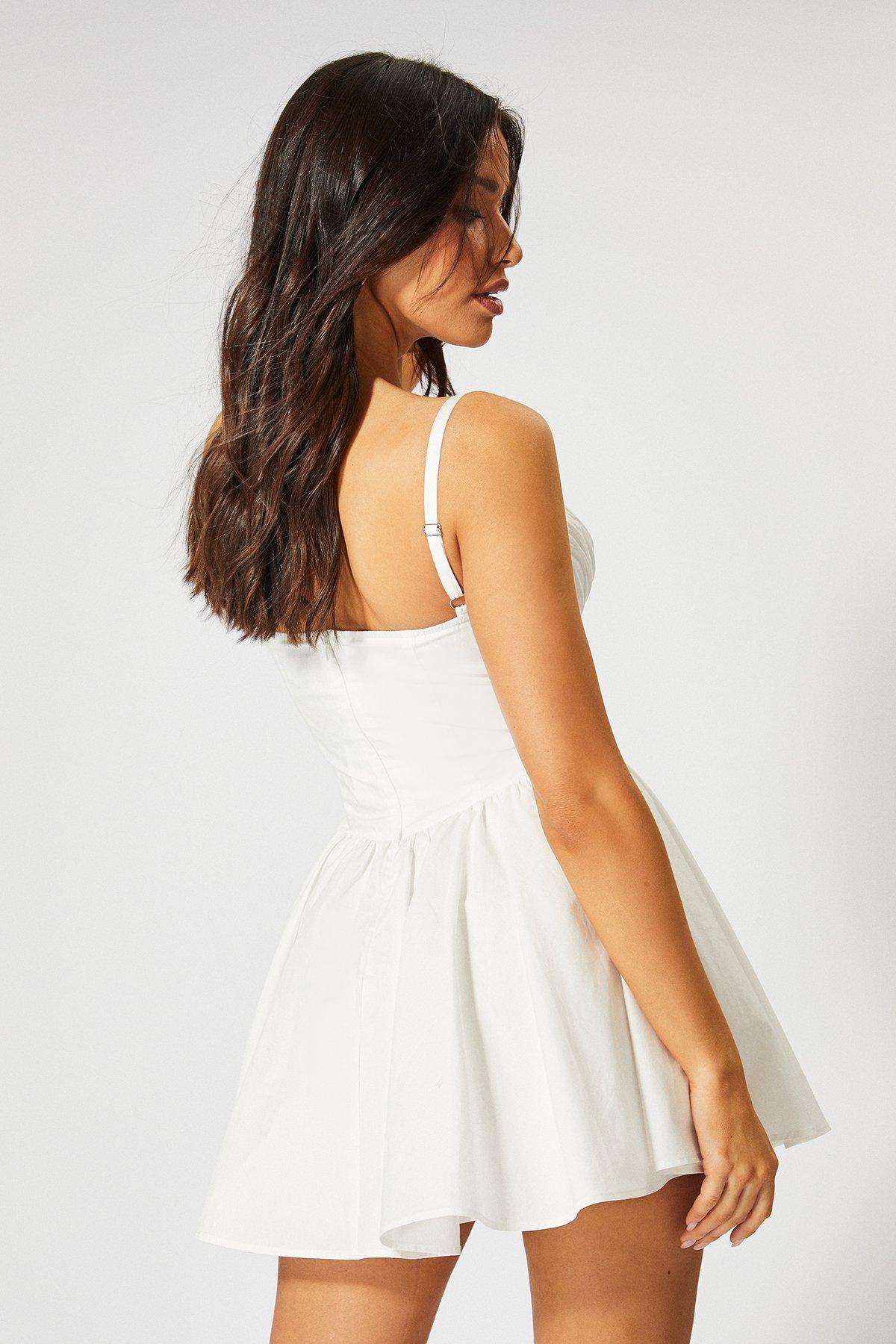 MissPap Milkmaid Lace Trim Mini Dress White image 4