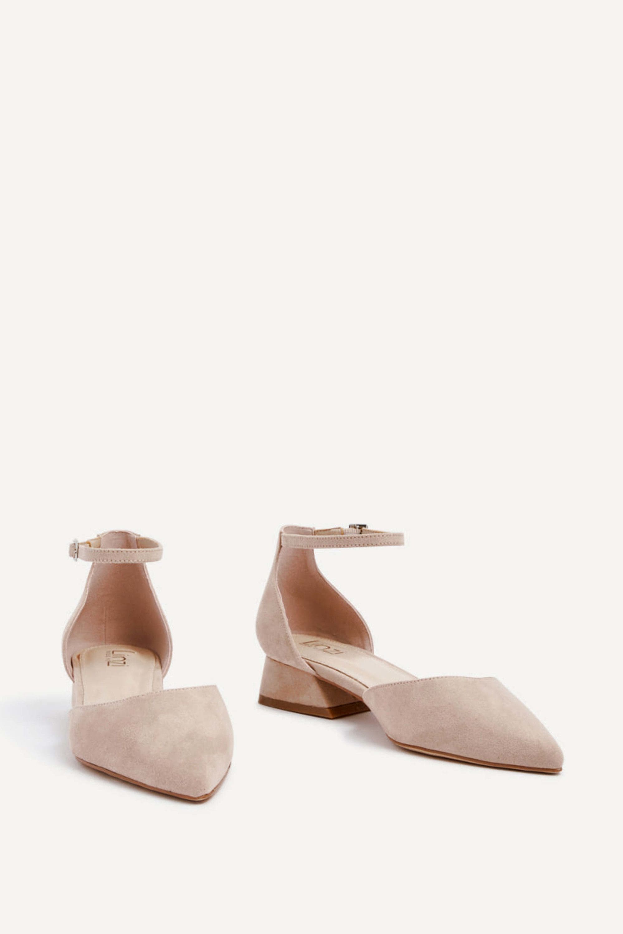 Linzi Dolly Wide Fit Nude Faux Suede Low Block Court Heel image 3