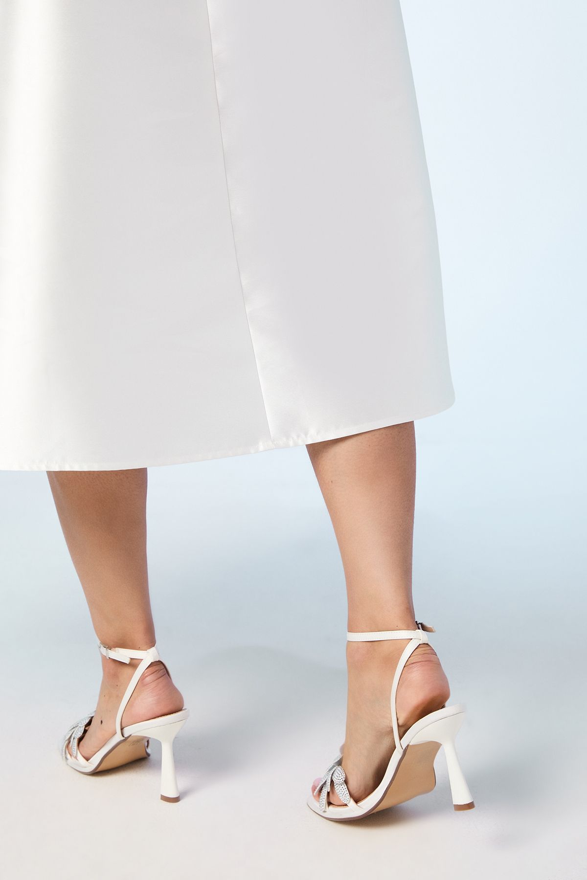 Coast Bridal Sandie Satin Diamante Petal High Heel Platform Sandals White image 3