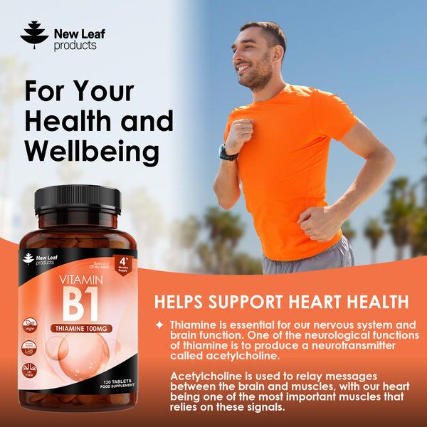 New leaf health Vitamin B1 Thiamine Supplement 100mg (4 Months Value Supply) Thiamine Vitamin B1 High Strength – Heart Health, Healthy Nervous System, Immune Health, Energy Release image 3