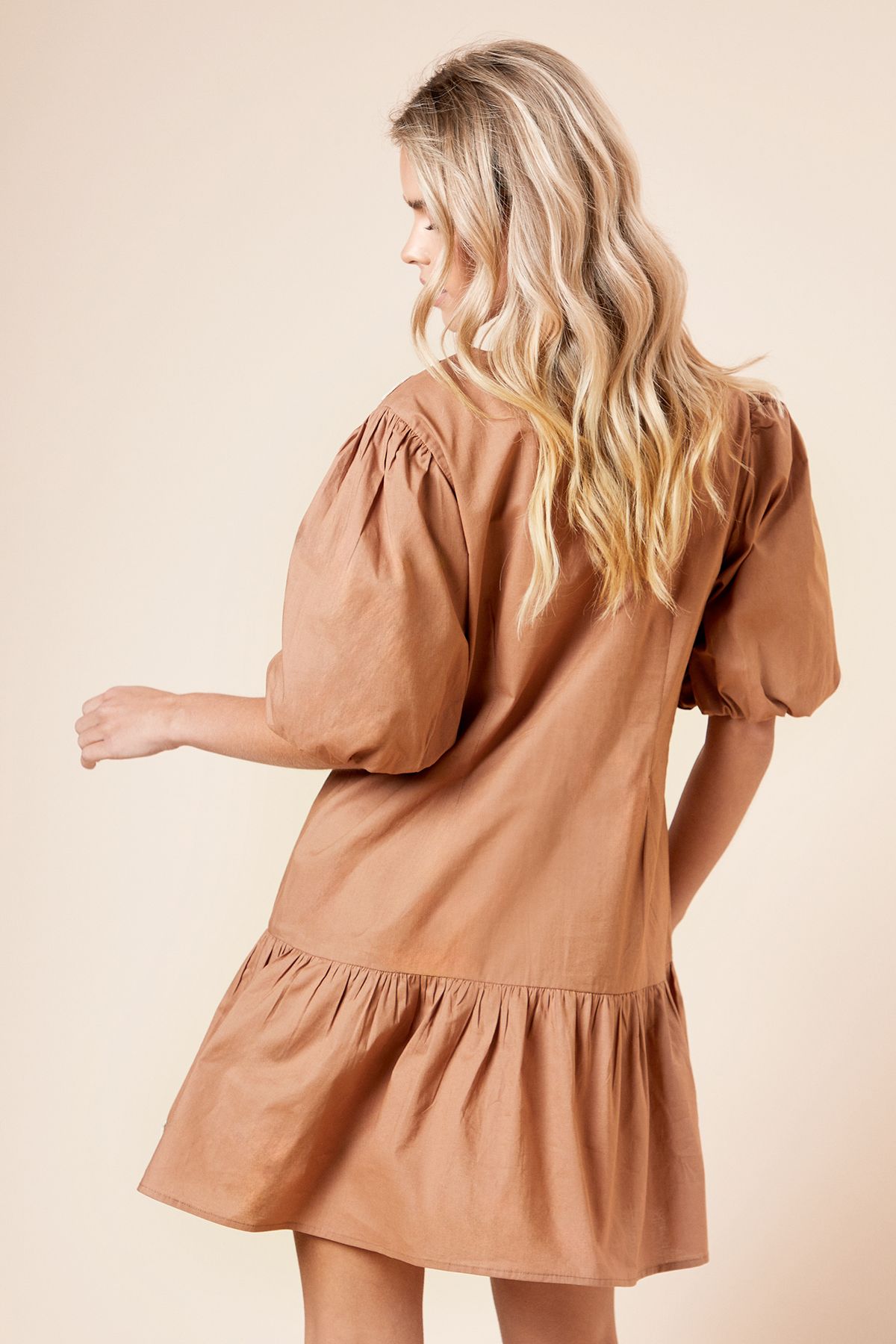 Dorothy Perkins Petite Cornelli Poplin Mini dress Brown image 3