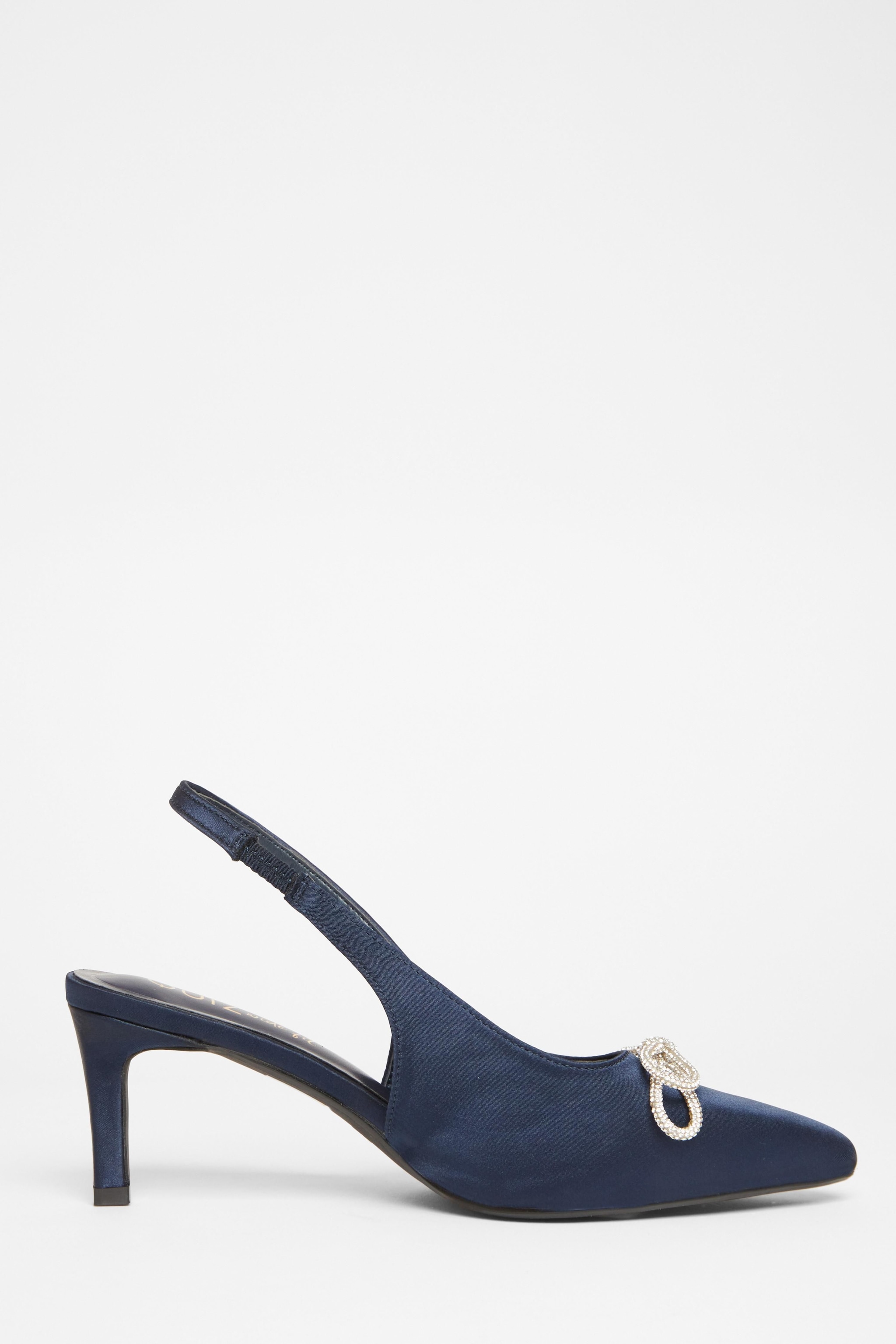 Quiz Navy Wide Fit Sling Back Heels image 5