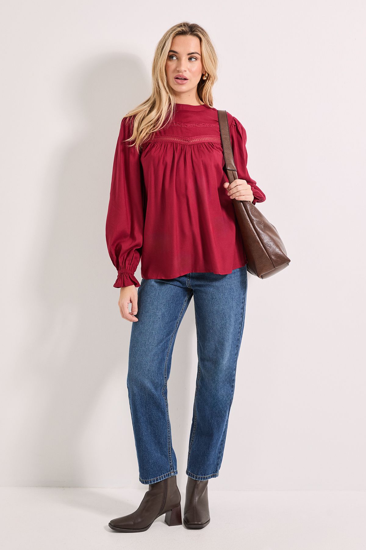 Dorothy Perkins Lace Detail Boho Top Berry image 2