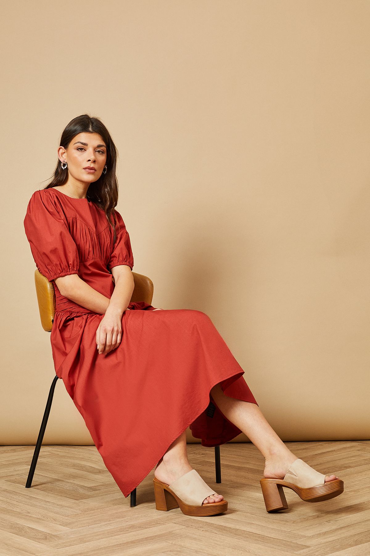 Oasis Ianthe Faux Suede Platform Mules Beige image 1