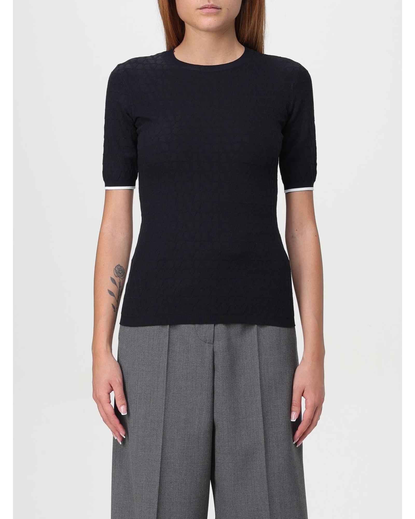 Valentino Quilted Knit Short Sleeve Top Wo - Blue T-Shirts