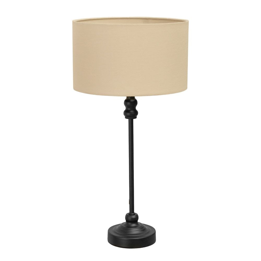 ValueLights Maggie Black Metal Candlestick Slim Table Lamp with Fabric Drum Lamp Shade image 2