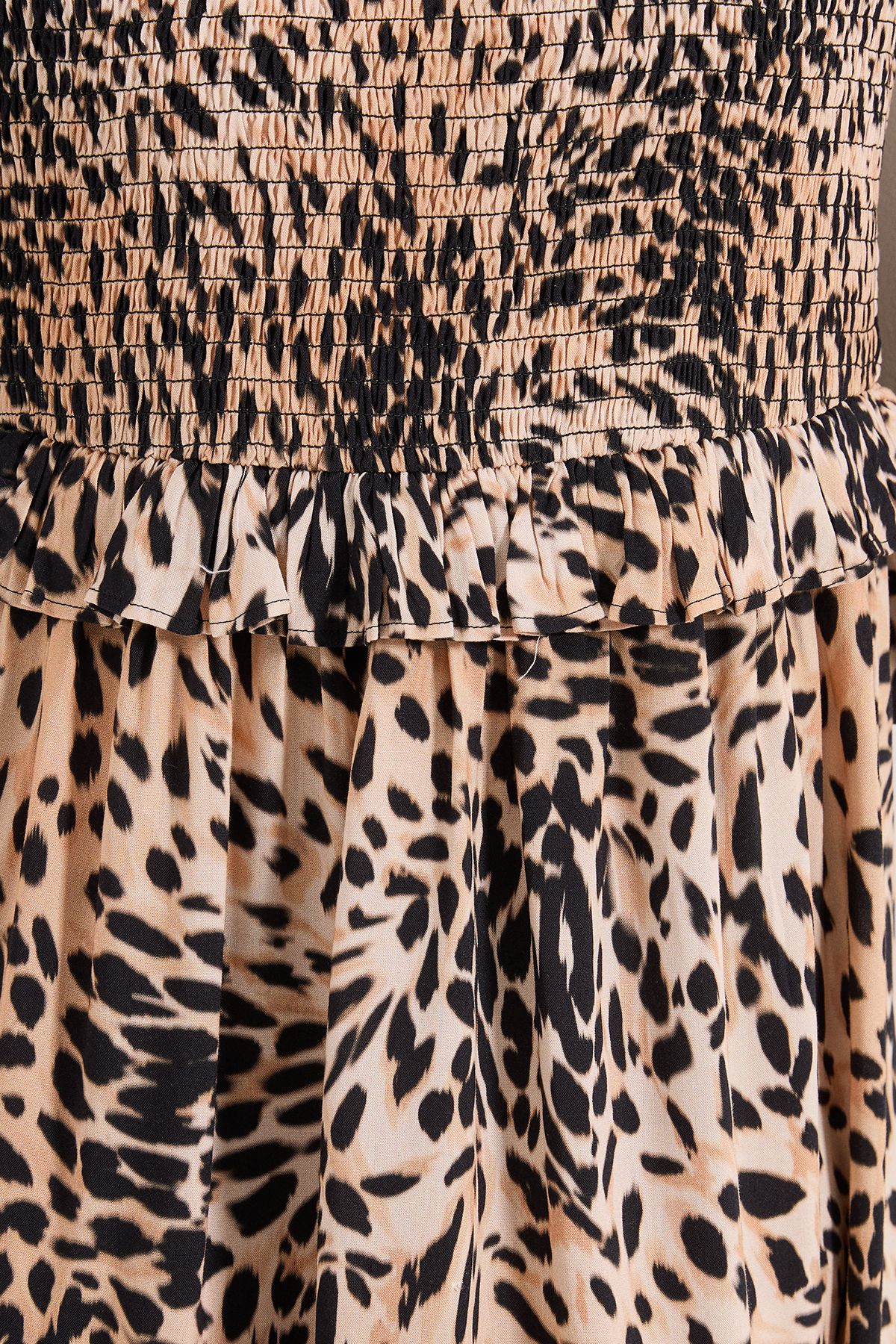 Dorothy Perkins Pink Animal Shirred Bodice Frill Detail Midi Dress Animal image 5