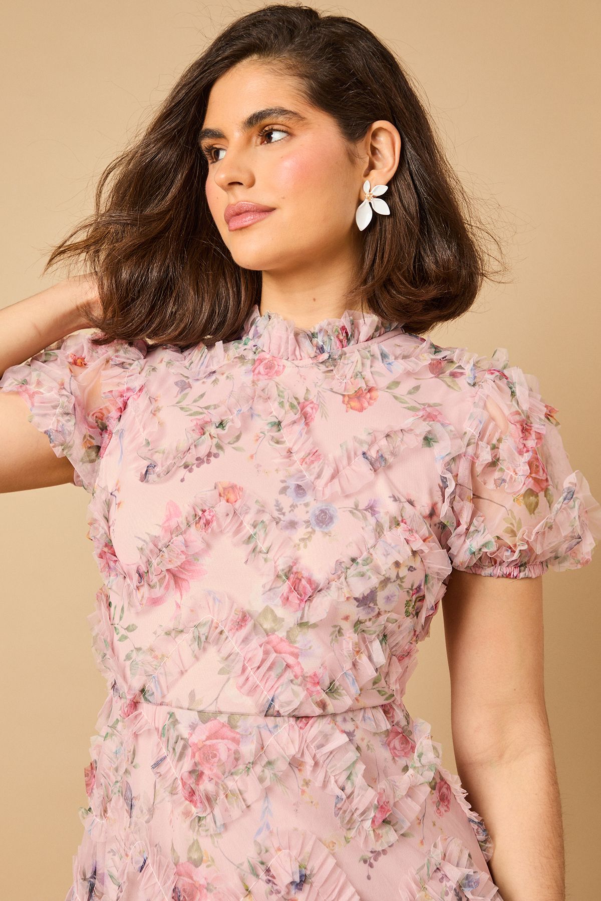 Oasis Printed Textured Maxi Dress Pink image 5