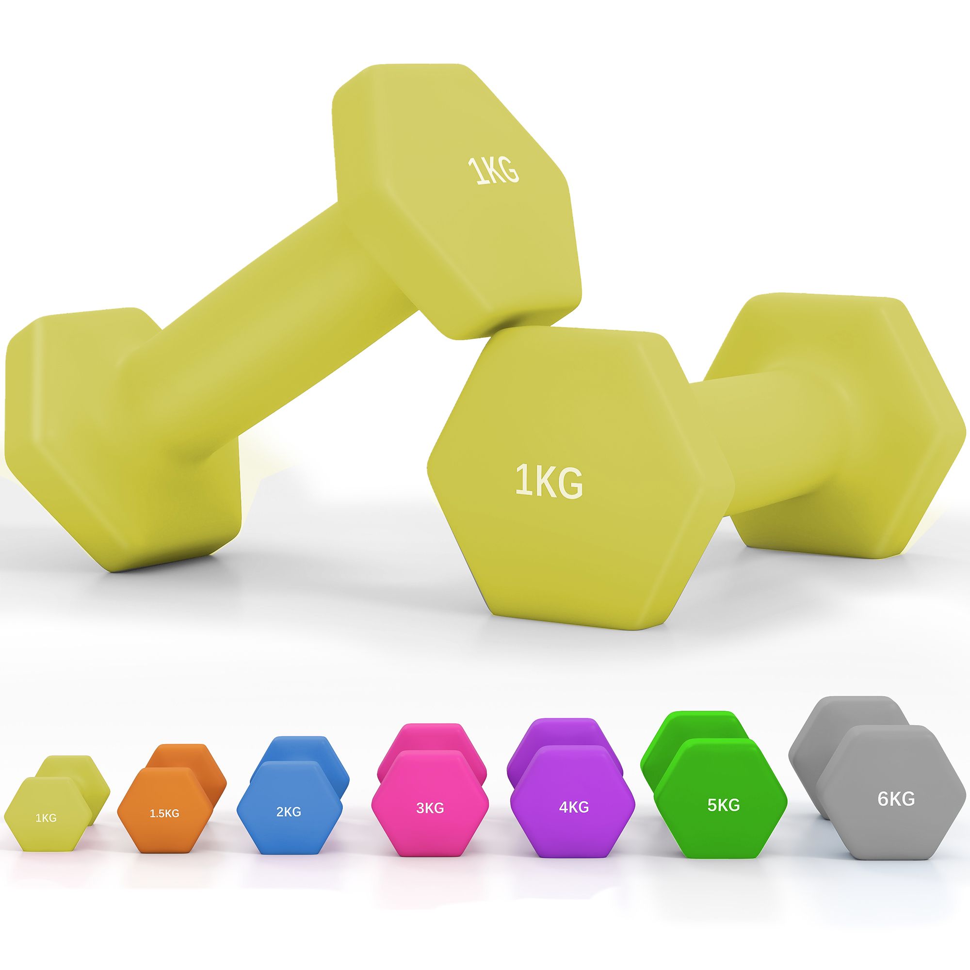 SPORTNOW Dumbbells, Hexagonal Weights Pair image 2