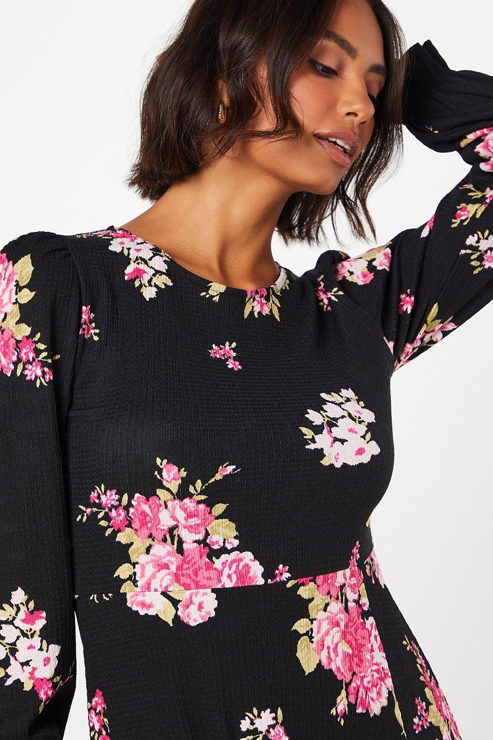 Dorothy Perkins Spaced Floral Long Sleeve Midi Dress Floral image 2