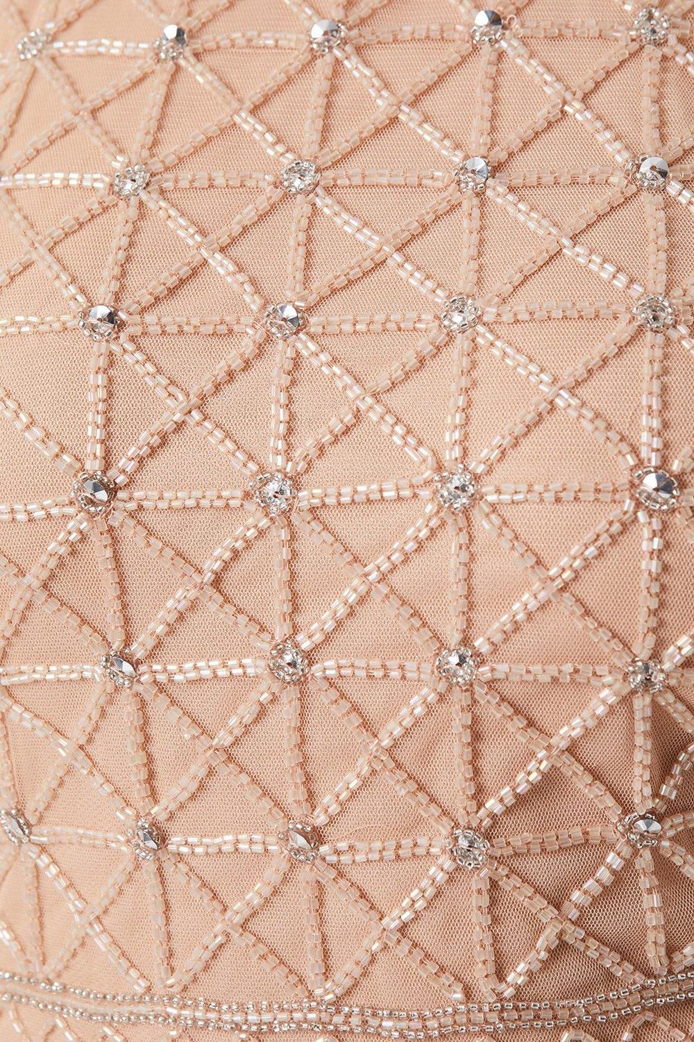 Coast Celestial Embellished Halter Neck Bridesmaid Midi Dress Nude image 5