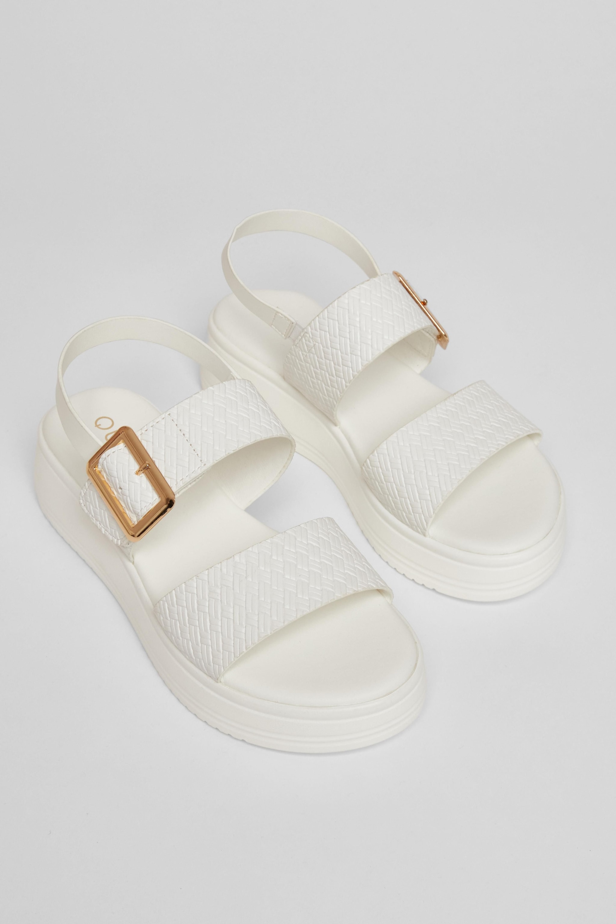 Quiz White Buckle Flatform Sandals image 2