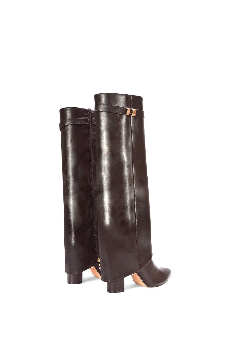 XY London 'Rayna' Block Heel Knee High Foldover Boots With Pointed Toe image 4