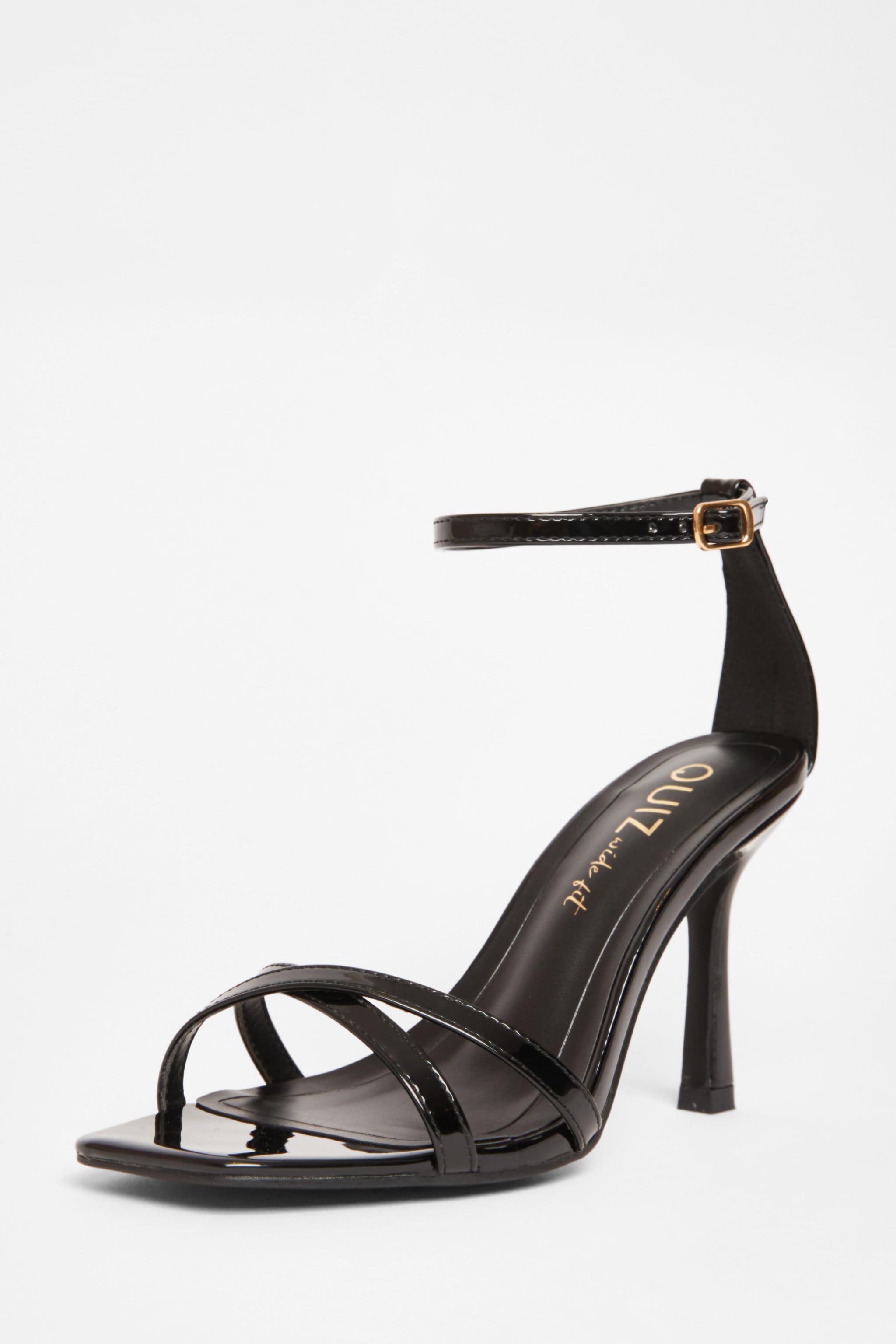 Quiz Black Wide Fit Barely There Heels image 1