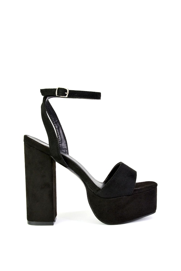 XY London 'Jayce' Strappy Chunky Block High Heel Platform Shoes With Square Toe