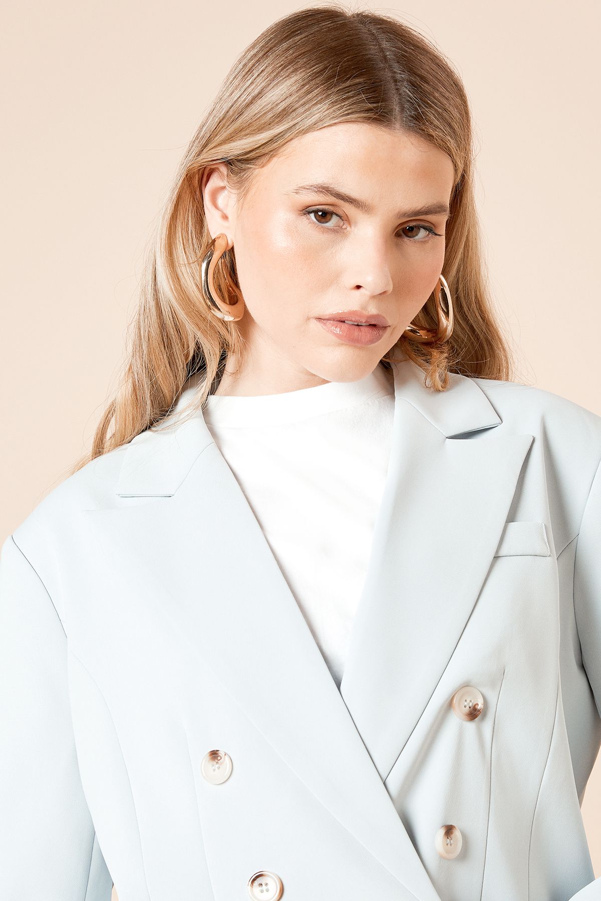 Dorothy Perkins Oversized Double Breasted Blazer Light Blue image 3