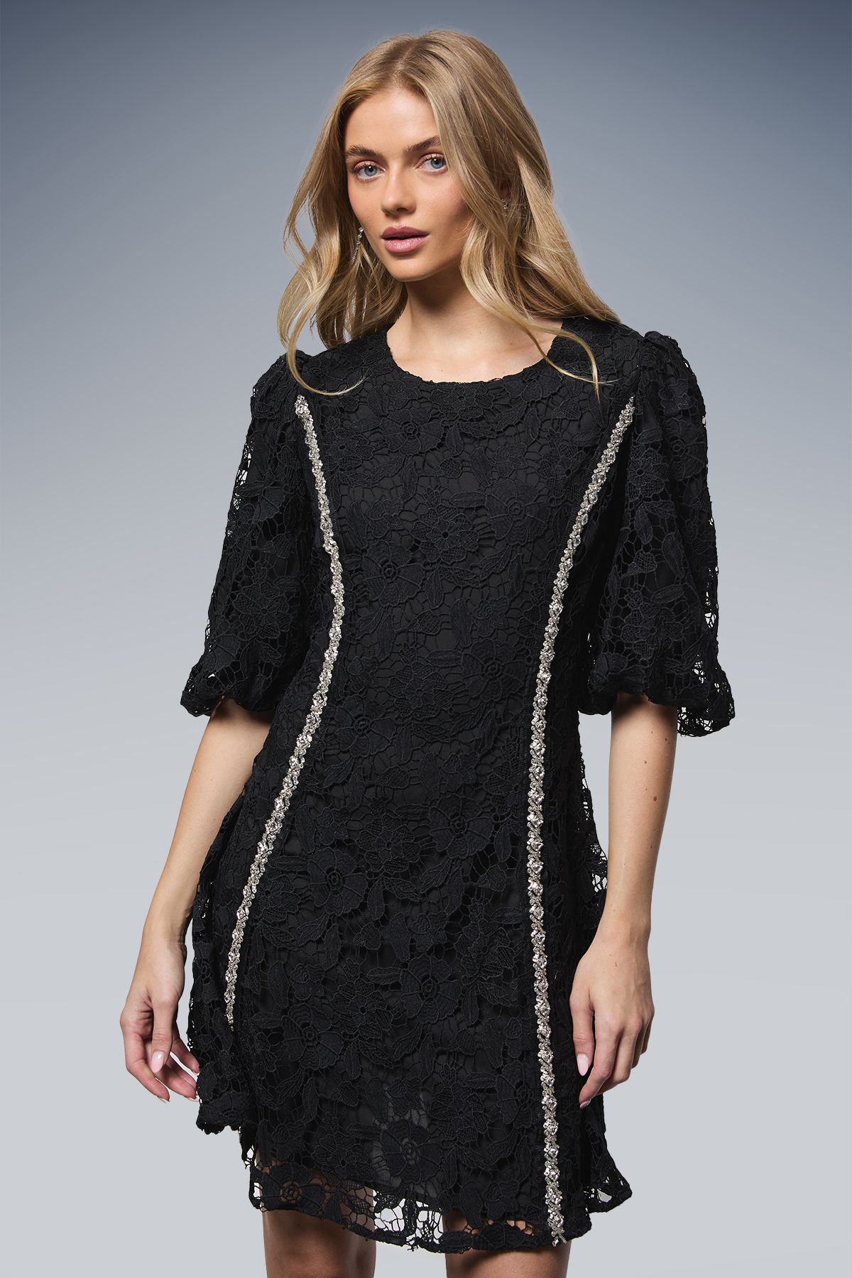 Oasis Volume Puff Sleeve Mini Dress Black image 2