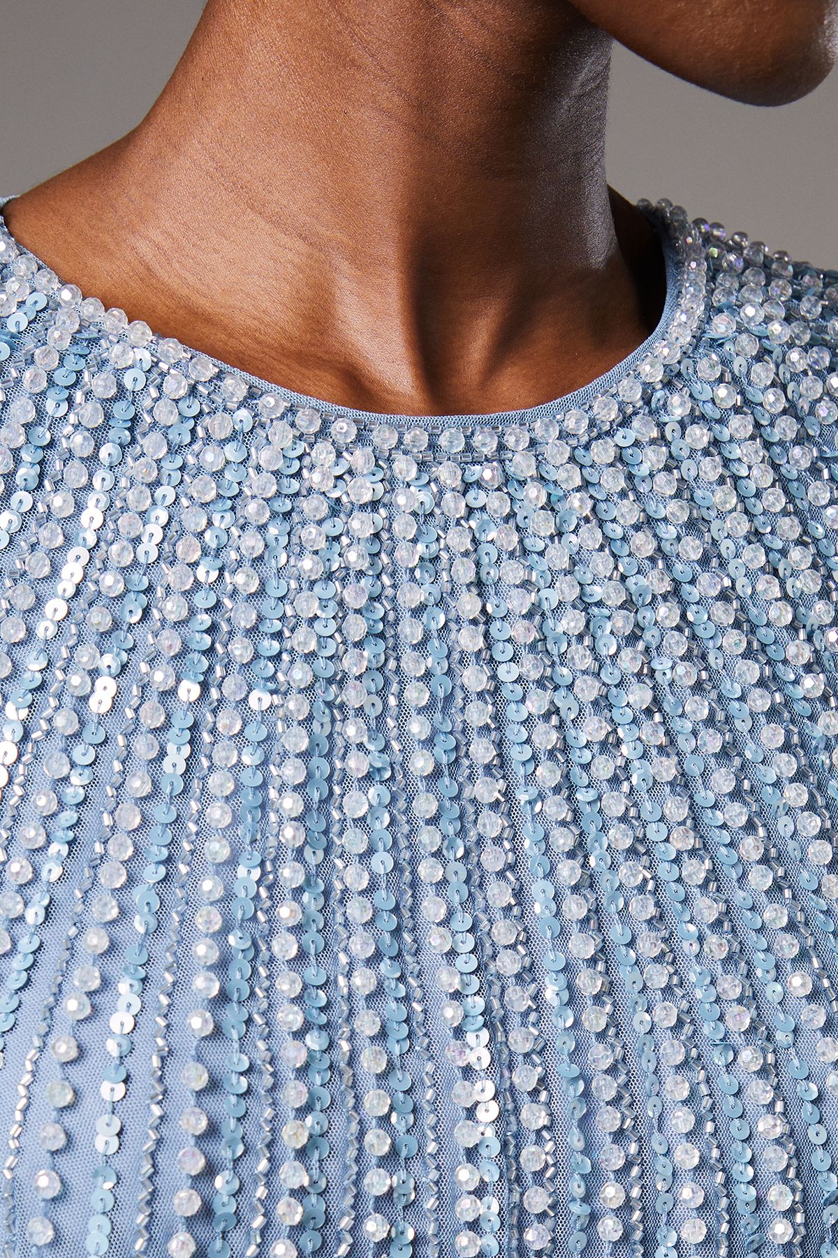 Coast Party Sequin Long Sleeve Midi Dress Dusty Blue image 5