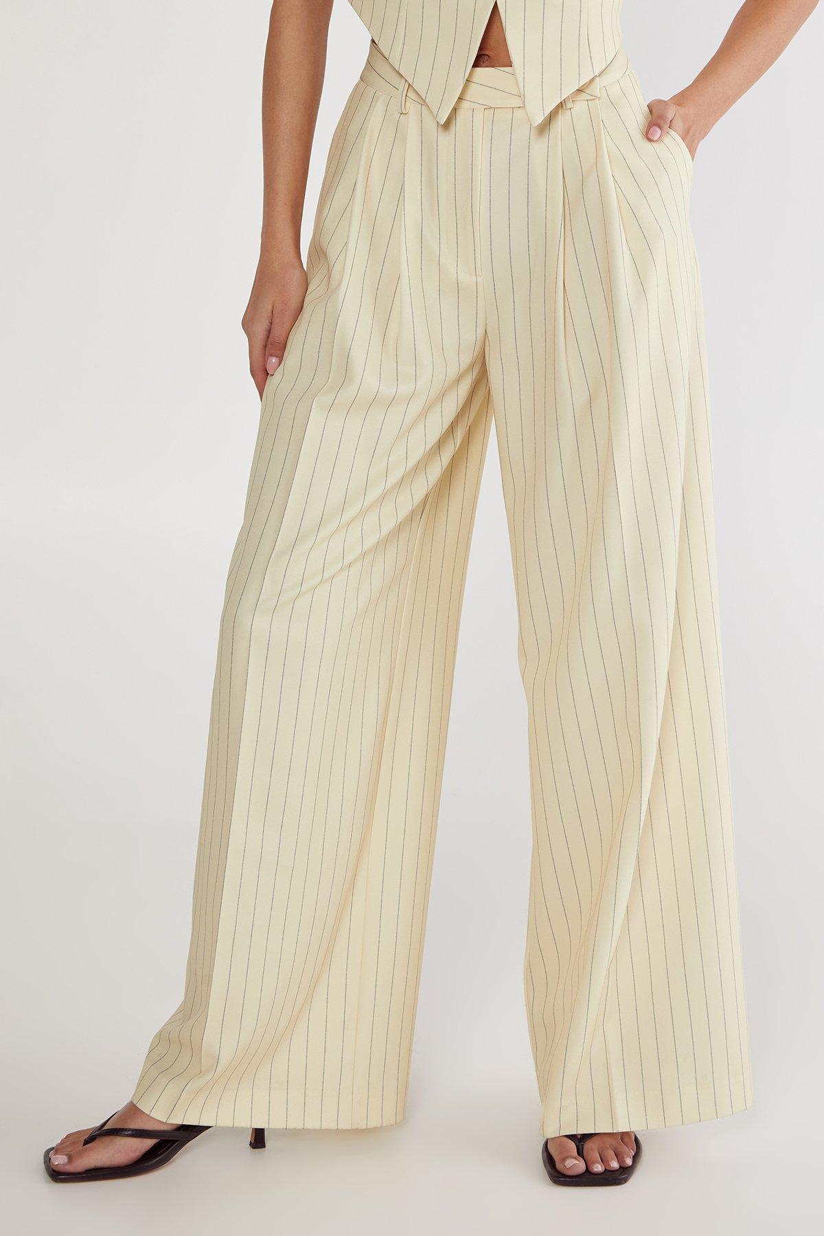 NastyGal Butter Pinstripe Tailored Pant Butter image 2