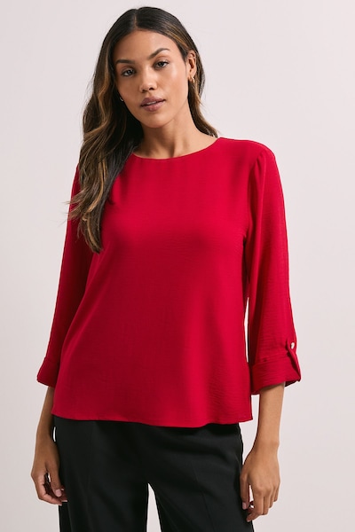 Dorothy Perkins 3/4 Roll Sleeve Blouse Berry